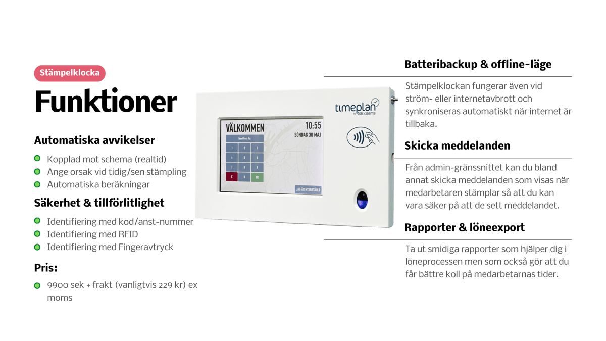 stämpelklocka rfid fingeravtryck